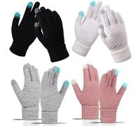 VEGCOO 4 Pares Guantes Térmicos Mujer, Guantes Mujer Invierno Guante Tactiles para Movil,Guante Suaves y Cálidos para Deportes, Caminatas, Conducción, Ciclismo y Esquí