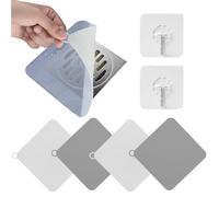 VEGCOO 4Pcs Protector de Drenaje, Tapa Desague Ducha, Tapón de Silicona Antiolor para Bañera y Ducha, Rejilla de Silicona para Fregadero de Cocina (Gris, 20x20cm)
