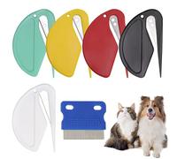 VEGCOO 5 piezas corte nudo gato pelo largo con peines para mascotas, peines para gatos y perros multifuncionales, cortapelos de animales para quitar nudos y pelos muertos