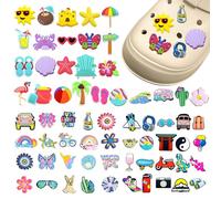 VEGCOO 60 Adornos para Zapatos, Pins para Croc, Shoe Charms Pins Decorativos,Charm para zapatos Zuecos Regalos de Niños Fiesta Cumpleaños