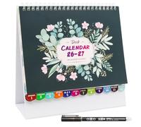 VEGCOO Calendario de escritorio 2026-2027, calendario de escritorio de pie del Reino Unido (enero de 2026-jun.2027), calendario de escritorio abatible 2026 con bolígrafo borrable, 8 x 8 pulgadas