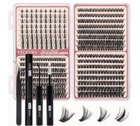 VEGCOO Juego de 528 extensiones de pestañas, 60D+80D + 100D, aplicador doble y rizador de pestañas, juego de extensión de pestañas DIY, aspecto natural para principiantes y profesionales