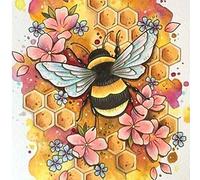 VEGCOO Kit de punto de cruz para manualidades, punto de cruz, diseño de abeja de 11 quilates, bordado de tela de 11 quilates, para decoración del hogar, flores, 36 x 36 cm