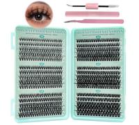 VEGCOO Pestañas Postizas Naturels Cluster Lashes 570 Unds 30-40-50-60-80-100D Pestañas Pelo a Pelo Extensiones de Pestañas Individuales Tipo Racimo Ruso con Accesorios(8-16 mm)