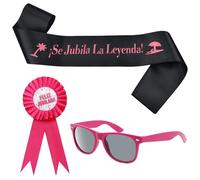 VEGCOO Retirement Faja De Jubilación, Feliz Jubilacion Decoracion Banda y Gafas, Jubilación Mujer, Regalo de Jubilación para Jubiladas (Rosado) (A)