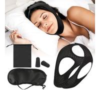 VEGCOO Ronquidos Soluciones,Máscara de Ojos y Tapones,Dispositivos Anti Ronquidos Soluciones,Dejar De Roncar,Antironquidos para Dormir,Ajustable Transpirable Suave,Con Bolsa de Almacenamiento