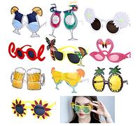 Vegena 10 Pares Gafas Fiesta Divertidas, Tropical Gafas de Sol Divertidas, Gafas de Fiesta Hawaiana Novedad Gafas de Fiesta para Fiestas de Verano Niños Adolescentes y Adultos
