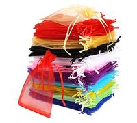 Vegena 100 Bolsas de Organza 13 x 18 cm, Bolsas de Regalo de Fiesta, Bolsas de Regalo con Cordón para Joyas, Regalos, Bodas, Fiestas, 10 Colores