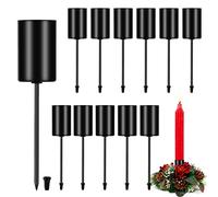Vegena 12 Piezas Candelabros para Velas Negro, Portavelas Metal con Espino Corto Candelabros de Hierro Estilo Retro Candelabro Navidad para Velas Cónicas Guirnalda de Adviento, Decoración de Navidad