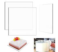 Vegena 2 Placas Acrílico para Tartas Reutilizables Transparentes con Raspador de Tartas, Apto para Alimentos (2 mm de Grosor, Diámetro de 30 cm)