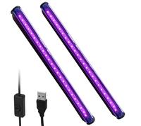 Vegena 2pcs Luz Negra Ultravioleta, Luz Ultravioleta, Luz Negra Uv Tubo De Lámpara Uv Lámpara De Luz Uv Luz Negra Led Lámpara De Luz Negra Con Enchufe E Interruptor Para Club, Bar, Discoteca, Fiesta