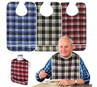 Vegena 3 baberos impermeables para adultos, baberos lavables para personas mayores con botones de presión, protección de ropa para hombres y mujeres mayores personas con discapacidad