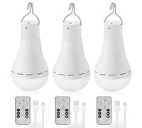 Vegena 3 piezas bombilla recargable Usb, 12w bombilla de control remoto inalámbrica, bombilla con control remoto bombillas de batería para acampar bombilla adecuada para fallas de energía en el hogar
