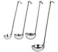 Vegena 4 cucharones de acero inoxidable para sopa, cucharón de con mango de gancho, cuchara para sopa, utensilios de cocina, cuchara para regar, color plateado