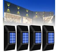 Vegena 4 lámparas solares pared para jardín, apliques de pared IP65, resistente al agua, lámparas solares exteriores