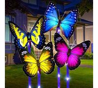 Vegena 4 Pack Luz Solar Jardin Impermeables,Luces Solares de Mariposa,Lámparas Solares para Jardín,Exterior Lampara Energía Solar para Jardín,Césped,Decoración de Jardín
