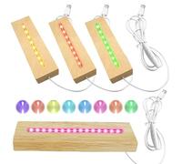 Vegena 4 Piezas Base De Exhibición De Luces LED, Base De Visualización De Luces LED, 7 Colores Con Usb Para Placa Acrílica De 5.2 Mm De Grosor, Placa De Vidrio, Arte De Resina