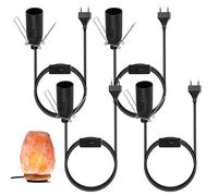 Vegena 4 Piezas Cable Para Lámpara De Sal, Adaptador De Lámpara Con Enchufe, Con Interruptor Y Eu Enchufe Portalámparas E14 De 1,8 M, Para Lámpara De Lámpara De Pie, Colgante, Lámpara De Sal - Negro