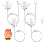 Vegena 4 Piezas Cable Para Lámpara De Sal, Adaptador De Lámpara Con Enchufe, Con Interruptor Y Eu Enchufe Portalámparas E14 De 1,8 M, Para Lámpara De Lámpara De Pie, Colgante, Lámpara De Sal Blanco