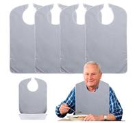 Vegena 4 Piezas Impermeable: Baberos Reutilizables Para Adultos, Baberos Lavables Y Ajustables, Para Personas Mayores (45 * 78cm/Gris)