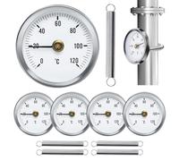 Vegena 5 Piezas Termómetro De Tubo De Acero Inoxidable, Termómetro De Calefacción, Termómetro De Tubería Industrial, Hot Water Thermometer Indicador De Temperatura Con Resorte Clip-On 0-120 ℃ 63mm