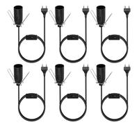 Vegena 6 Piezas Cable Para Lámpara De Sal, Adaptador De Lámpara Con Enchufe, Con Interruptor Y Eu Enchufe Portalámparas E14 De 1,8 M, Para Lámpara De Lámpara De Pie, Colgante, Lámpara De Sal - Negro
