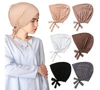 Vegena 6 piezas mujeres Undercap Hijab Muslim Headbands Señoras Braga Elástica Transpirable UnderCap Turbante, beige, 30-35