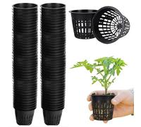 Vegena 80 macetas hidropónicas de 8 cm, macetas de malla hidropónica, maceta de malla hidropónica de plástico, cesta de cultivo acuático, macetas para jardín, plantas, balcón