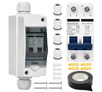 Vegena Automático de fusibles PV 40 A, IP65 disyuntor solar, sistema de fusibles automático, 2 polos DC 12 V-240 V con carcasa impermeable, sistema solar PV disyuntor de línea