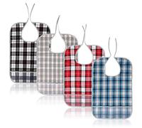 Vegena Babero Adulto 4 Piezas, Babero Adulto Impermeable, Baberos para Adultos con Atrapa Migas, Baberos Adultos Protector de Ropa para Personas Hombres Mujeres Mayores y Discapacitadas