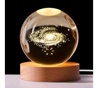 Vegena Bola de cristal 3D luz nocturna, bola de cristal de la Vía Láctea, bola de cristal 3D galaxia con USB, bola de cristal, luz nocturna creativa, escena nocturna, astronomía, lámpara LED con base