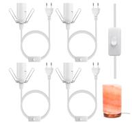 Vegena Cable De Lámpara De Sal,4 Pieza Cable Con Interruptor,Adaptador De Lámpara,1,8 m,E14,250V Para Colgante,Dormitorio,Lámpara De Cabecera, Lámpara De Sal(Blanco)