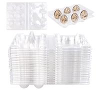 Vegena Cajas de huevos de codorniz, 50 unidades de cajas de huevos de codorniz, 6 rejillas, cajas de huevos, codornices, con tapa y huevos, caja de almacenamiento para nevera