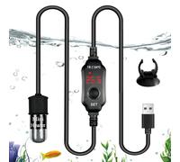 Vegena Calentador de acuario, pequeño calentador de inmersión para acuario, pantalla digital, calentador de acuario, 10 W, 5 V, 2 A, temperatura ajustable, calentador de acuario USB, con ventosas para