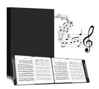 Carpeta de partituras de 4 lados, plegable A4, carpeta para partituras con 52 fundas transparentes, carpeta de música negra, soporte para partituras musicales, carpeta de presentación, carpeta para