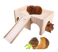Vegena Casa de cobayas de madera, escondite de cobayas, cabaña escondite con cueva, rampa y 4 cuevas, castillo desmontable, casa de animales pequeños para ratas, hámster, escondite y juego de erizos