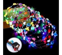 Vegena Corona de Flores LED: 12 piezas Diademas Florales Brillantes, Diadema LED para Decoración de Fiestas de Boda (Papel, 10 LED)