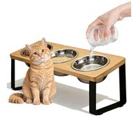 Vegena - Cuenco para gatos inclinados, 3 cuencos elevados, gatitos inclinados para alimentos y agua, juego de cuencos de acero inoxidable para gatos pequeños