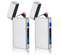 Vegena - Encendedor eléctrico (2 unidades, USB, recargable, compacto y cortavientos, para barbacoa, regalo de cumpleaños, hombre