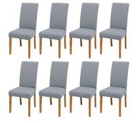 Vegena Fundas Sillas de Comedor, Pack 8 Elásticas Fundas para Sillas de Comedor, Fundas para Sillas Ajustables, Fundas Sillas Comedor para Decor Restaurante, Hotel, Boda, Banquete(Gris Claro)
