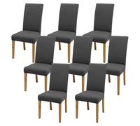 Vegena Fundas Sillas de Comedor, Pack 8 Elásticas Fundas para Sillas de Comedor, Fundas para Sillas Ajustables, Fundas Sillas Comedor para Decor Restaurante, Hotel, Boda, Banquete(Antracita)
