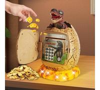 Vegena Hucha electrónica, hucha de dinosaurio, hucha electrónica con música ligera, caja de dinero con cerradura de código de huellas dactilares para niños, niñas, Navidad, cumpleaños, Pascua