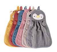 Vegena Juego de 6 toallas de microfibra para niños, toallas de mano con lazo para colgar, secado rápido, absorbentes, diseño de animales, para baño, cocina, bebé