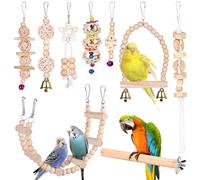 Vegena - Juego de 9 pájaros escalera de madera con espacio de aterrizaje, accesorio para periquitos, loros, loros, cacatúas, pinzones, periquitos, cacatúas