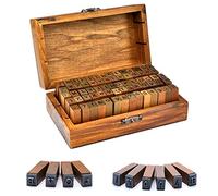 Vegena Juego de sellos de alfabeto, 70 unidades, estilo vintage de madera, con caja de almacenamiento, juego de sellos de madera con letras del alfabeto y números para hacer tarjetas, manualidades