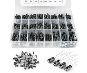 Vegena Kit de 24 Valores, 500 Piezas Condensadores Electrolticos, Aluminio, Rectangular, Superficie, 0.1uf-1000uf, 10v-50v, Kit de Condensadores Electrolticos