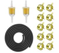 Vegena Kit de Manguera de Gasolina 2M Ø5 mm Línea de Combustible + 2 Piezas Filtro de Combustible de 6 mm / 8 mm + Abrazaderas de Manguera de 10 Piezas para Coche Motocicleta Cortacésped