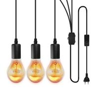 Vegena Lámpara Colgante E27, 3 Luces, Negro, Industrial, Ideal para Iluminación de Techo para Mesas de Comedor, Cocinas, Lofts
