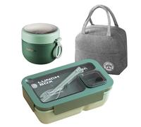 Vegena Lonchera Bento, caja bento para adultos y niños, lonchera con compartimentos, juego de cajas Bento duraderas a prueba de fugas con bolsa, utensilios, taza de sopa para hombres, mujeres