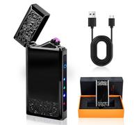 Vegena mechero electrónico USB - Encendedor de arco eléctrico, recargable por USB, pantalla táctil, resistente al viento, doble arco, idea de regalo (negro)